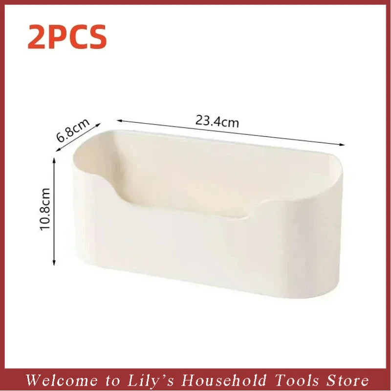 Wall Mounted Storage Organizer Basket | No-Drill Adhesive Shelf
