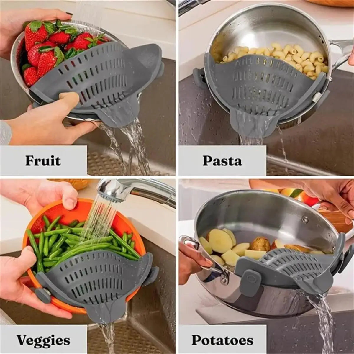 Clip-On Pot Strainer | Silicone Kitchen Colander