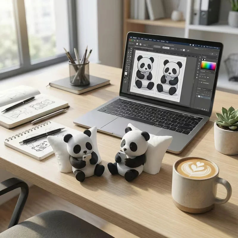 Cute Panda Dashboard Ornament – Mini Desk & Car Decoration