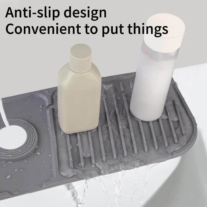 Silicone Faucet Splash Guard Mat | Kitchen Sink Drying Tray