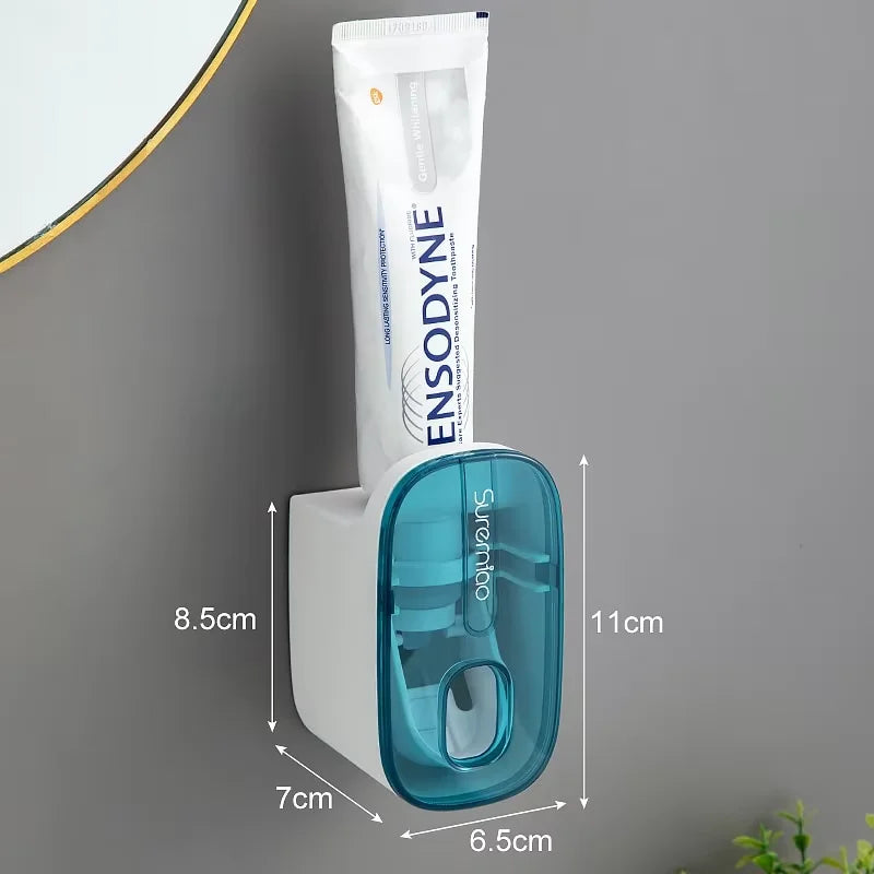 Wall Mounted Toothbrush Holder & Automatic Toothpaste Dispenser