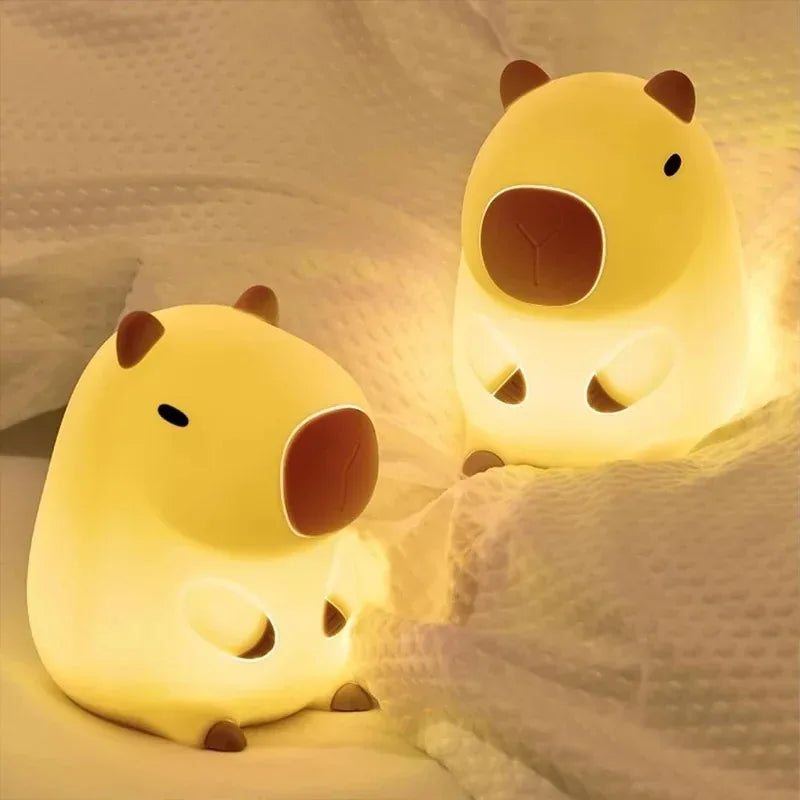 Cute Capybara Silicone Night Light | USB Rechargeable LED Bedside Lamp