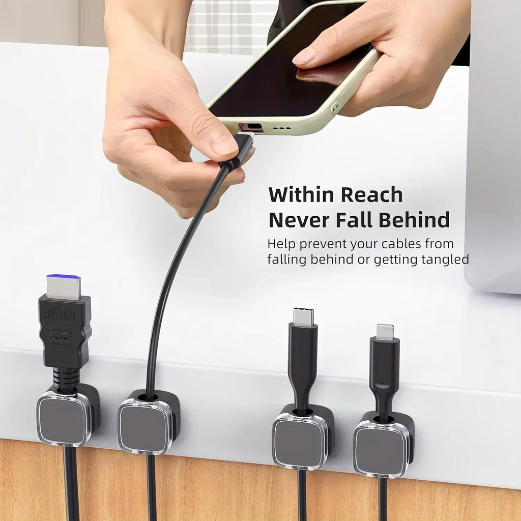 Magnetic Cable Organizer Clips for Desk & Charging Cables