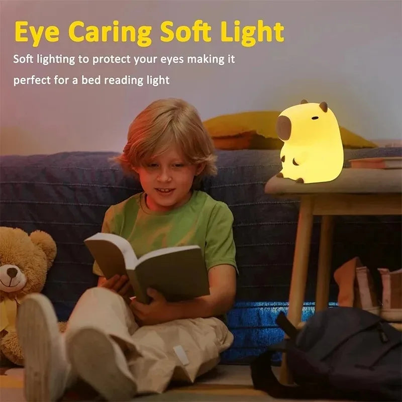 Cute Capybara Silicone Night Light | USB Rechargeable LED Bedside Lamp