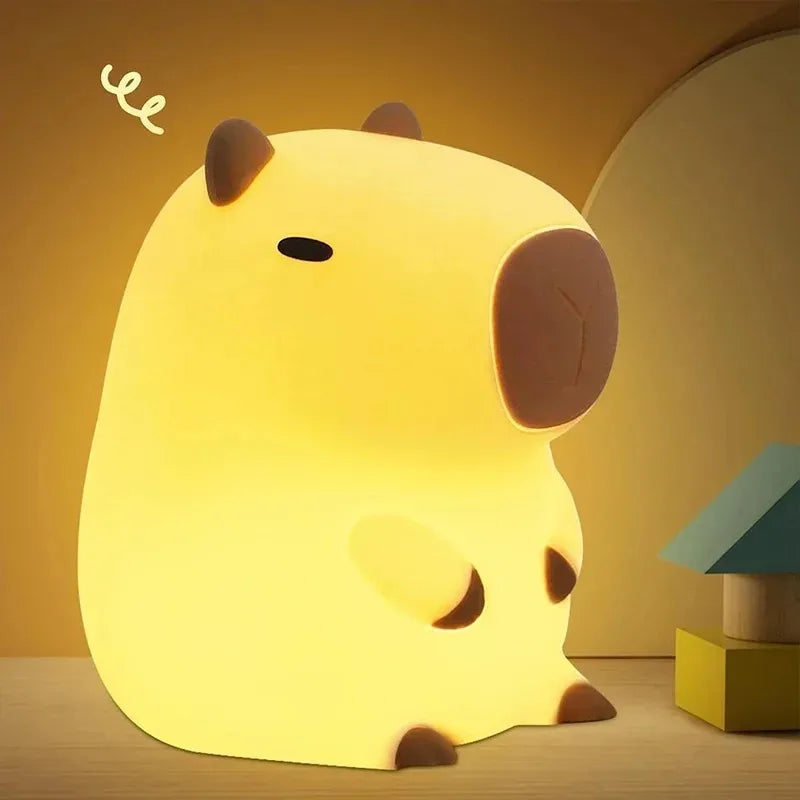 Cute Capybara Silicone Night Light | USB Rechargeable LED Bedside Lamp