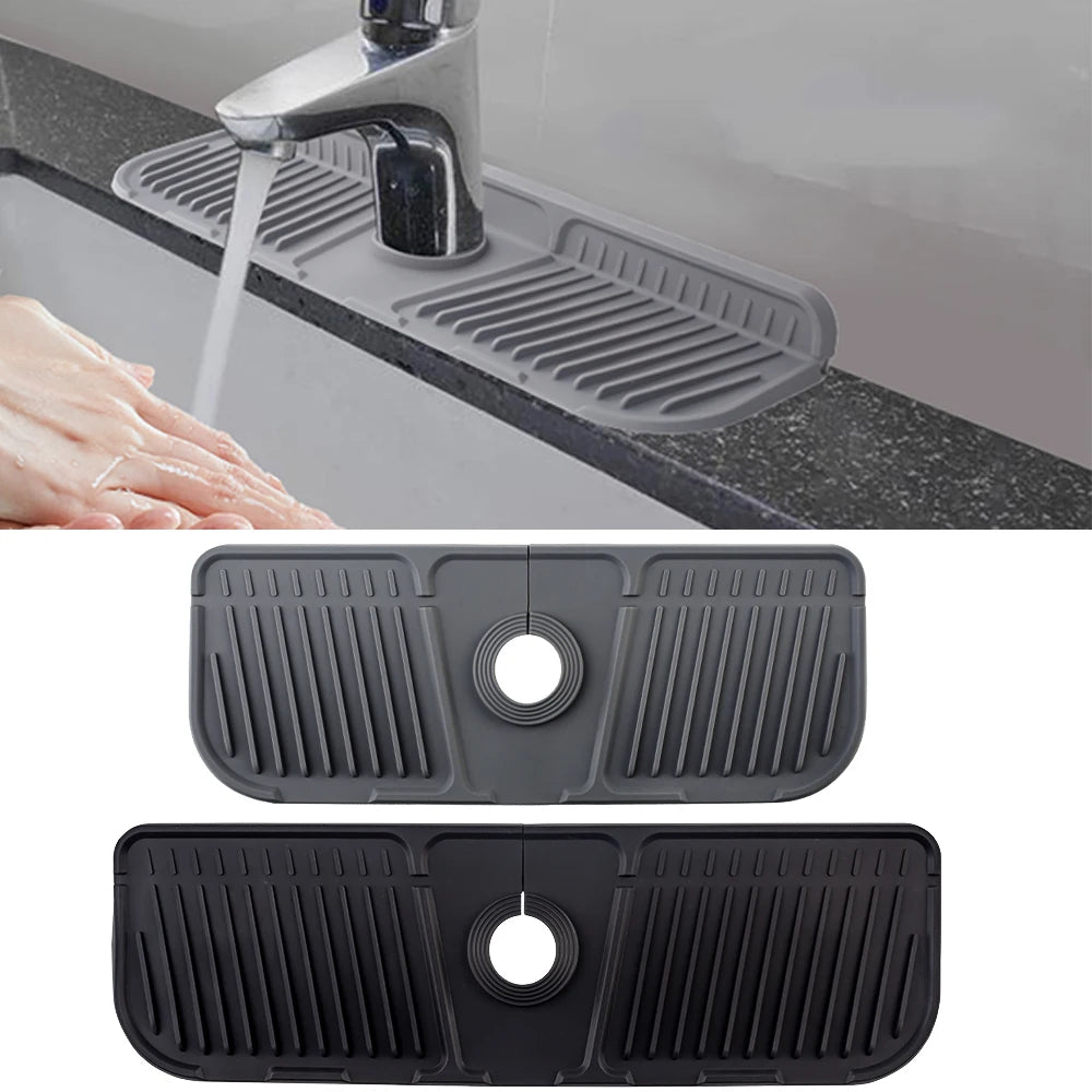 Silicone Faucet Splash Guard Mat | Kitchen Sink Drying Tray