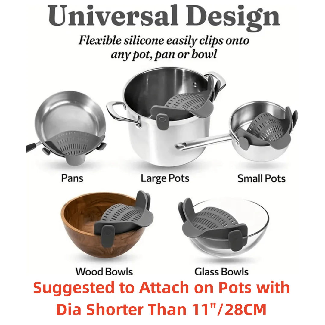 Clip-On Pot Strainer | Silicone Kitchen Colander