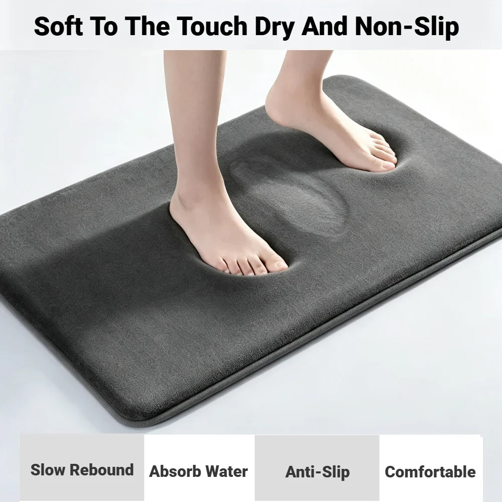 Quick-Dry Super Absorbent Bathroom Floor Mat – Non-Slip Soft Bath Rug
