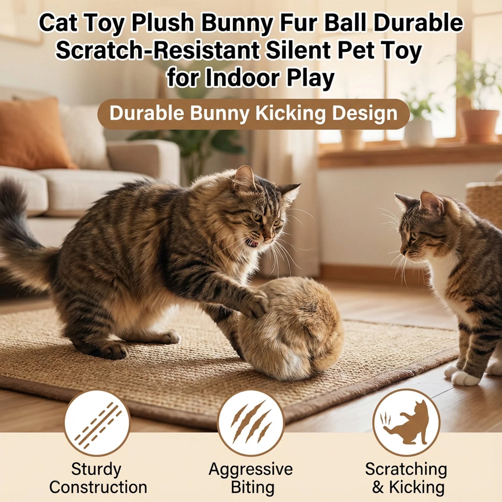 Interactive Catnip Fur Ball Cat Toy – Soft & Fun Play Toy