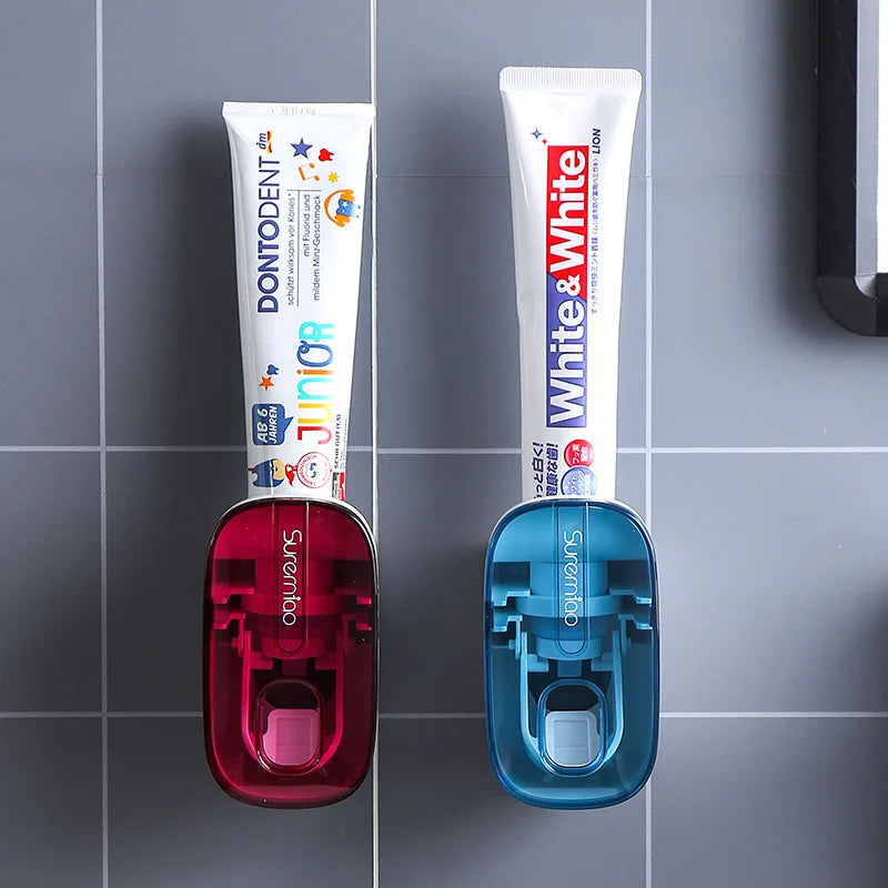 Wall Mounted Toothbrush Holder & Automatic Toothpaste Dispenser