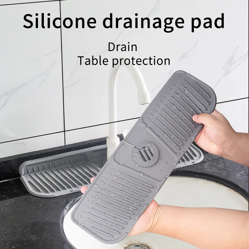 Silicone Faucet Splash Guard Mat | Kitchen Sink Drying Tray