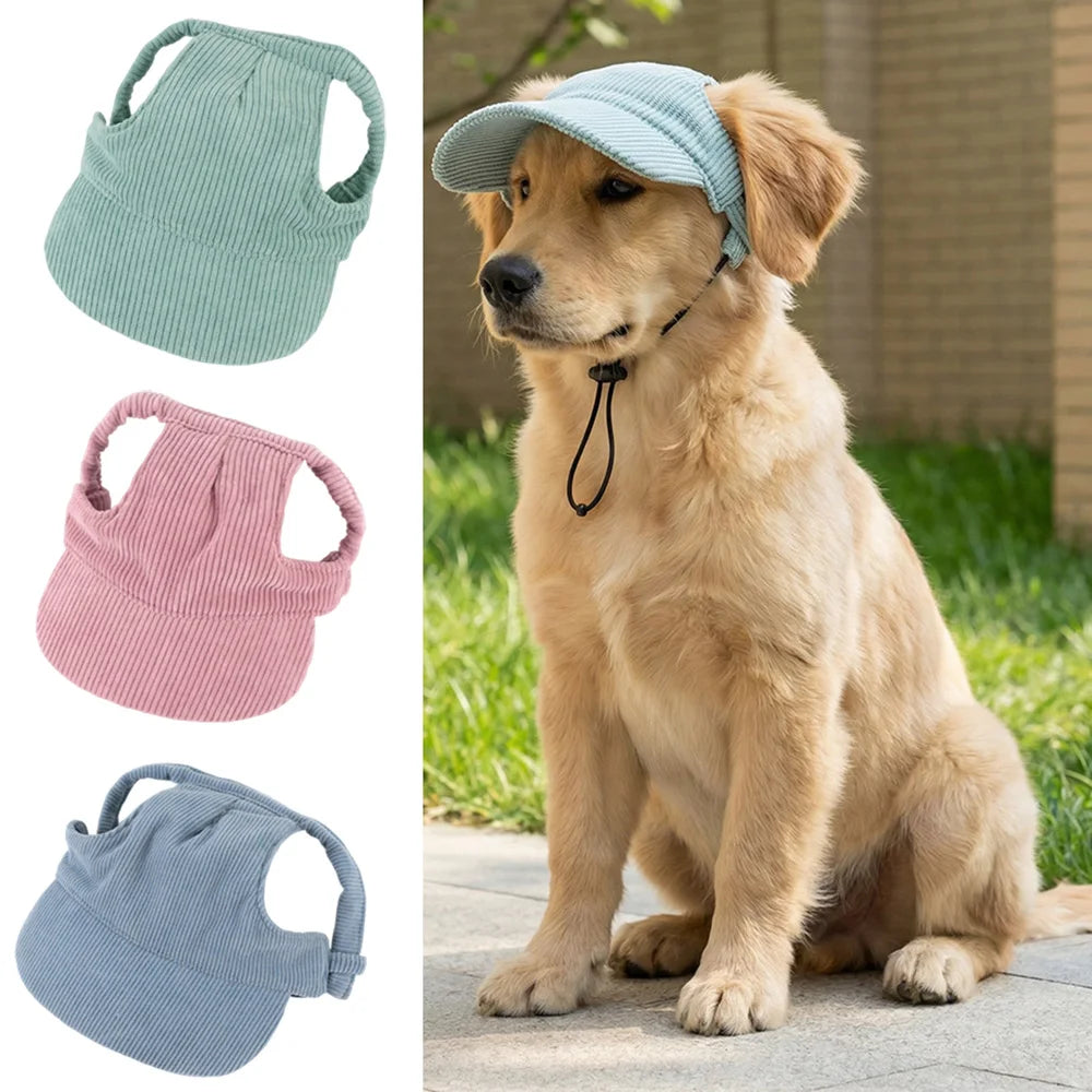 Corduroy Dog Sun Hat – Adjustable Pet Baseball Cap