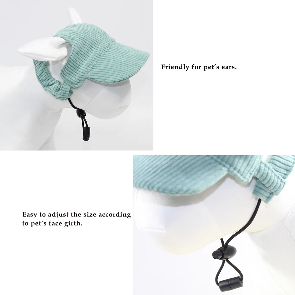 Corduroy Dog Sun Hat – Adjustable Pet Baseball Cap