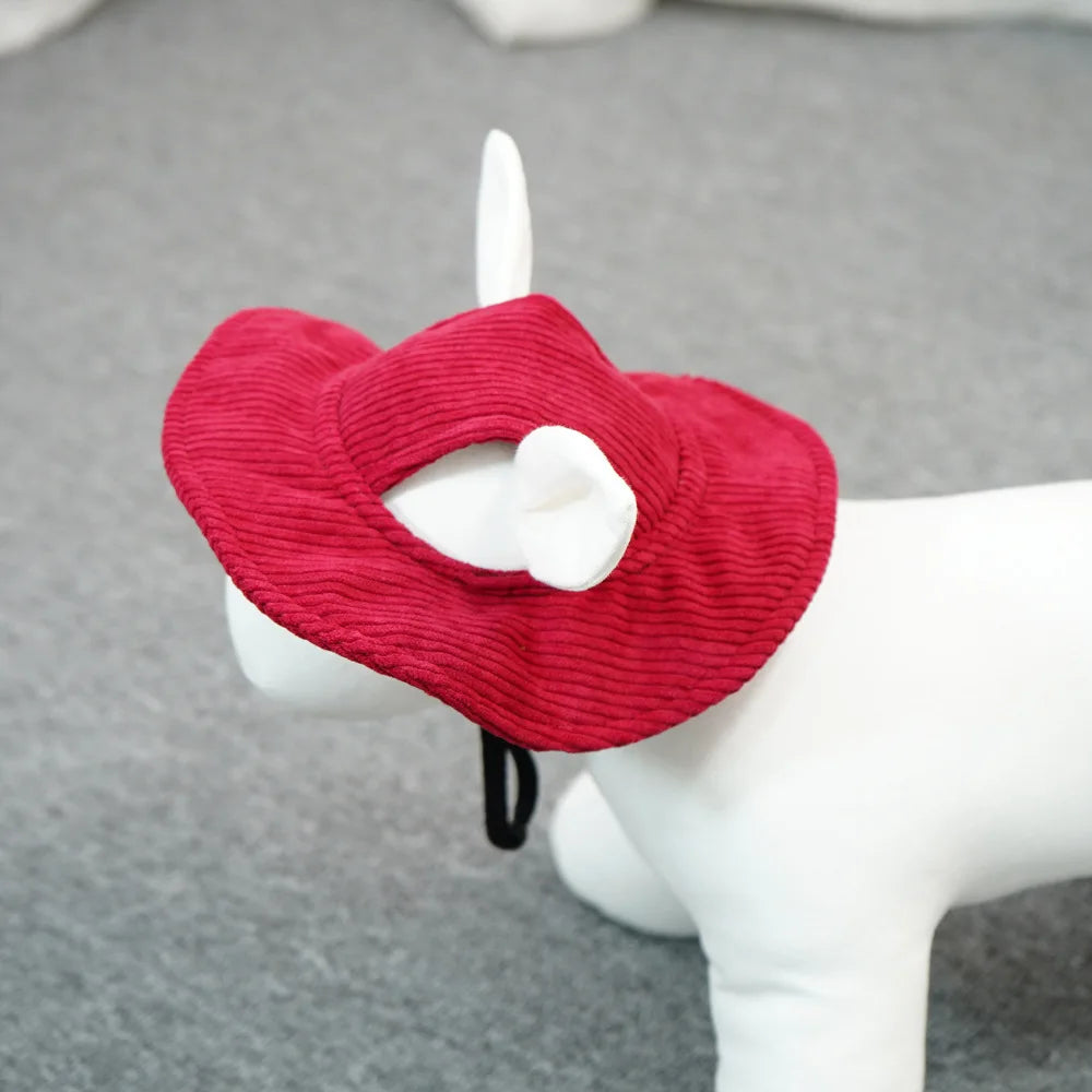 Corduroy Dog Sun Hat – Adjustable Pet Baseball Cap