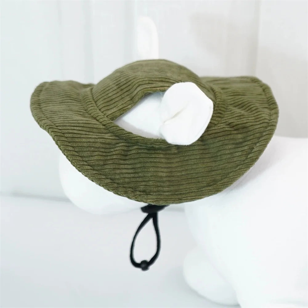 Corduroy Dog Sun Hat – Adjustable Pet Baseball Cap