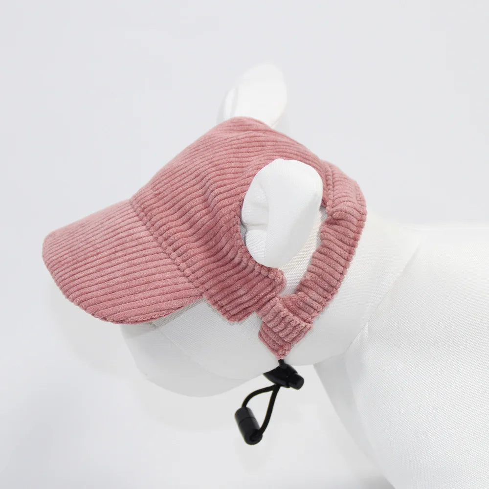 Corduroy Dog Sun Hat – Adjustable Pet Baseball Cap