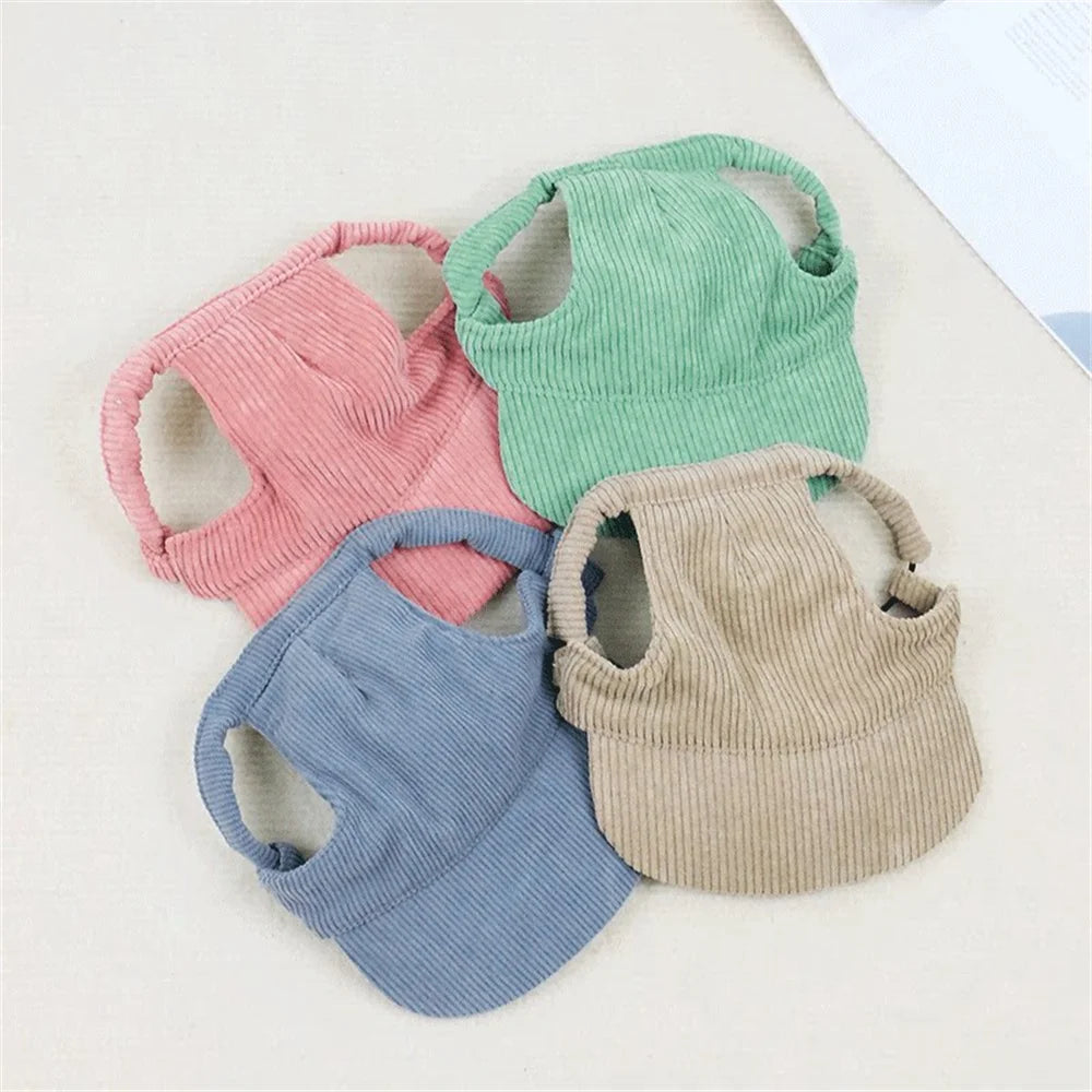 Corduroy Dog Sun Hat – Adjustable Pet Baseball Cap