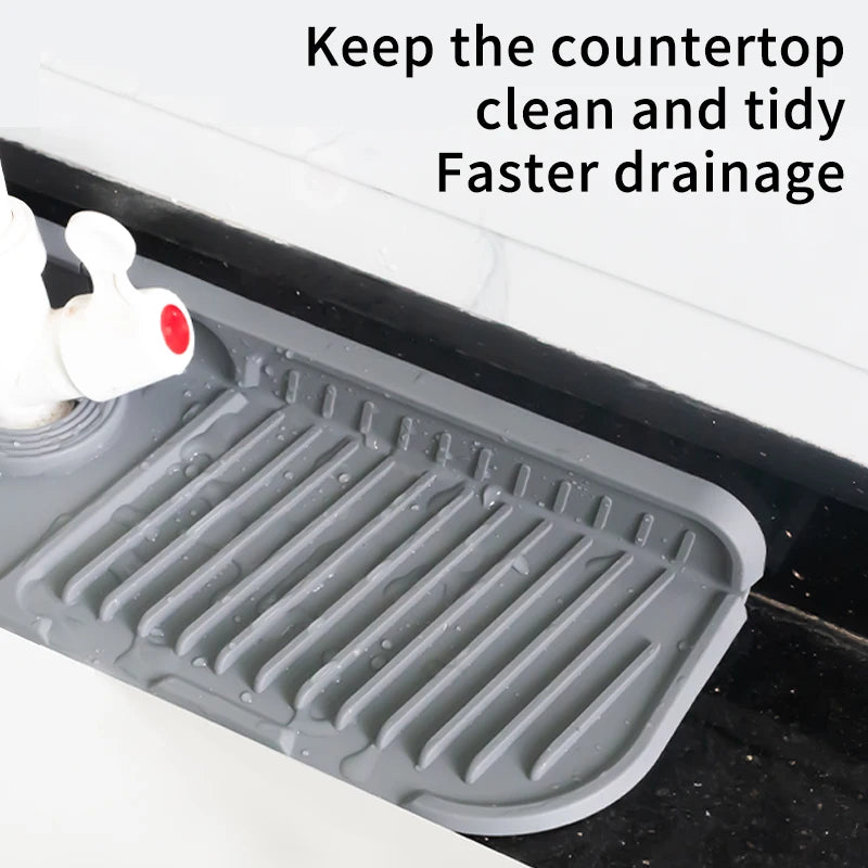 Silicone Faucet Splash Guard Mat | Kitchen Sink Drying Tray
