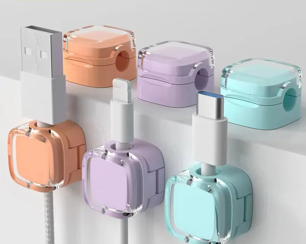 Magnetic Cable Organizer Clips for Desk & Charging Cables