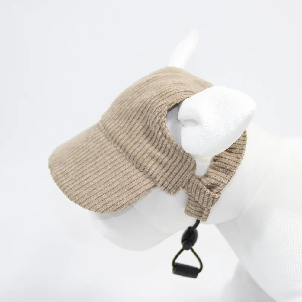 Corduroy Dog Sun Hat – Adjustable Pet Baseball Cap