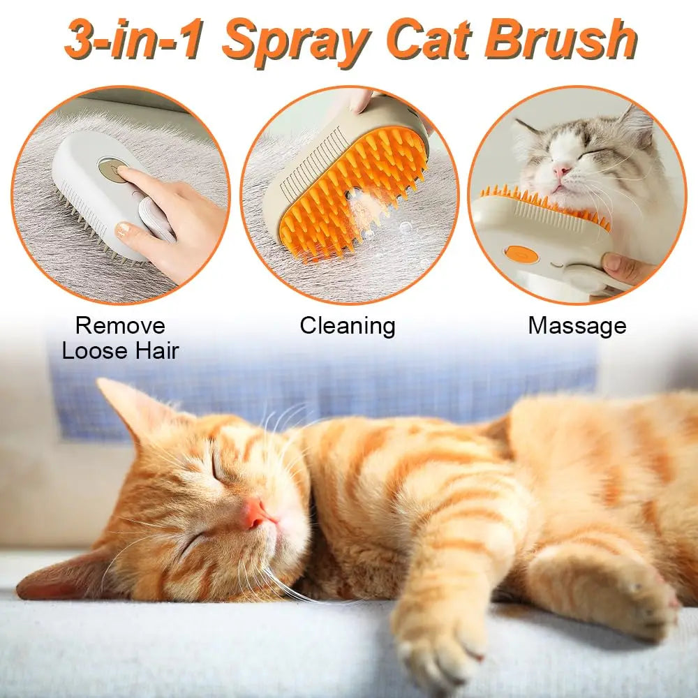 Steam Pet Grooming Brush for Cats & Dogs | Hair Removal & Massage Comb