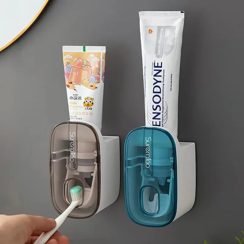 Wall Mounted Toothbrush Holder & Automatic Toothpaste Dispenser