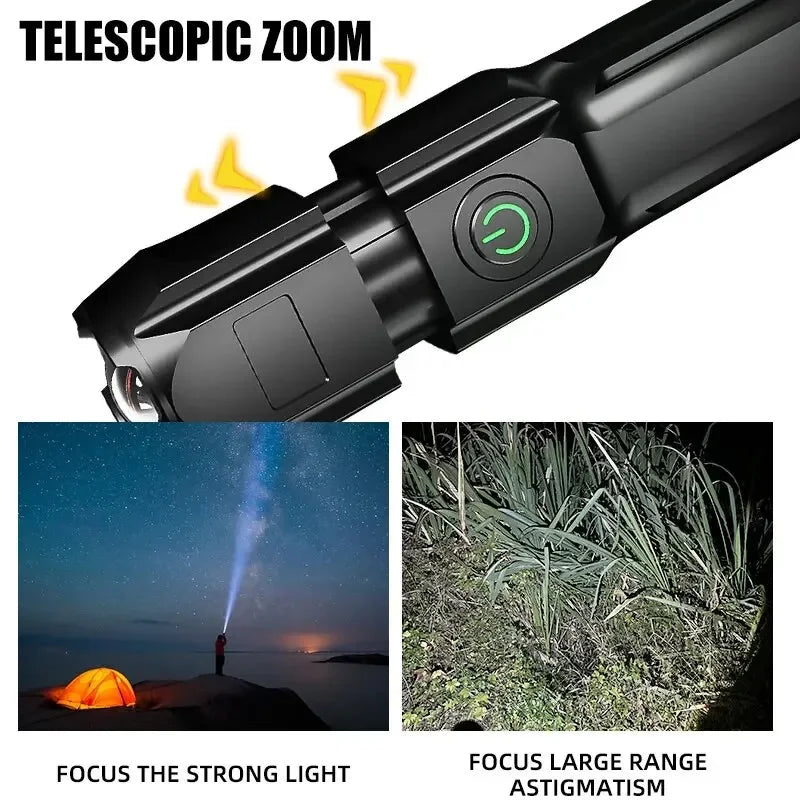 Rechargeable LED Flashlight | USB Waterproof Zoom Torch