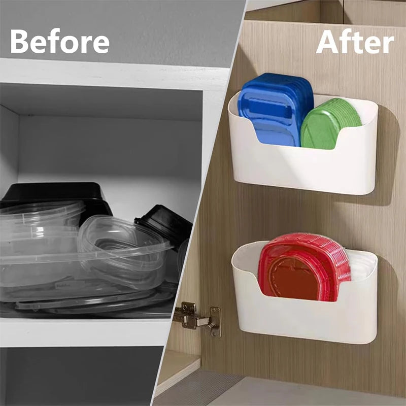 Wall Mounted Storage Organizer Basket | No-Drill Adhesive Shelf