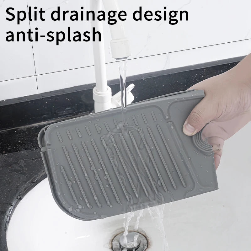 Silicone Faucet Splash Guard Mat | Kitchen Sink Drying Tray