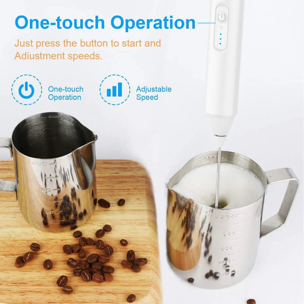 USB Rechargeable Milk Frother – 3 Speed Coffee Mixer