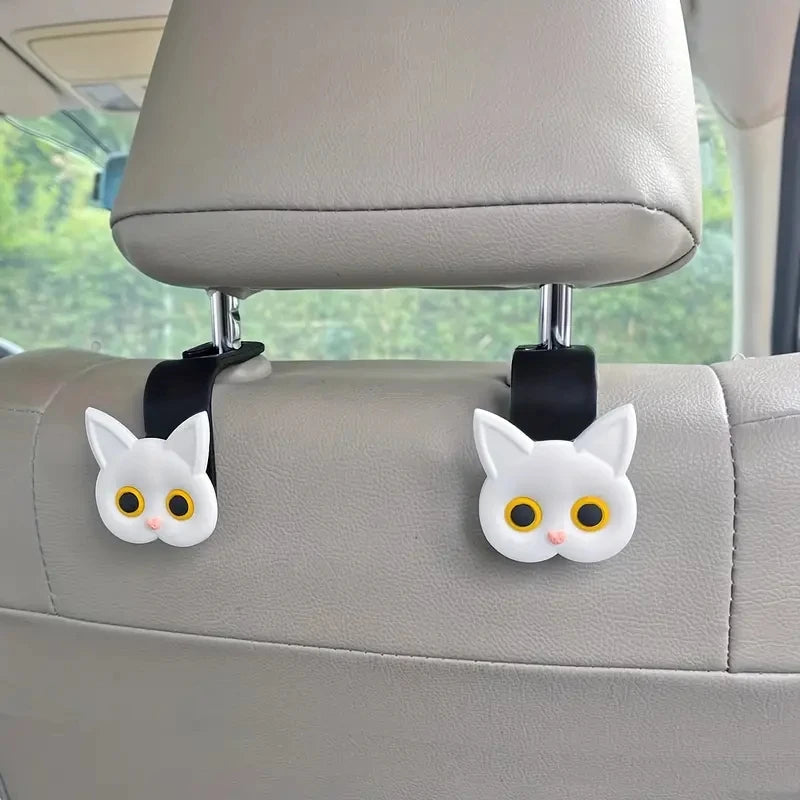 Cute Cat Car Seat Hooks – 2 Pack Headrest Organizer