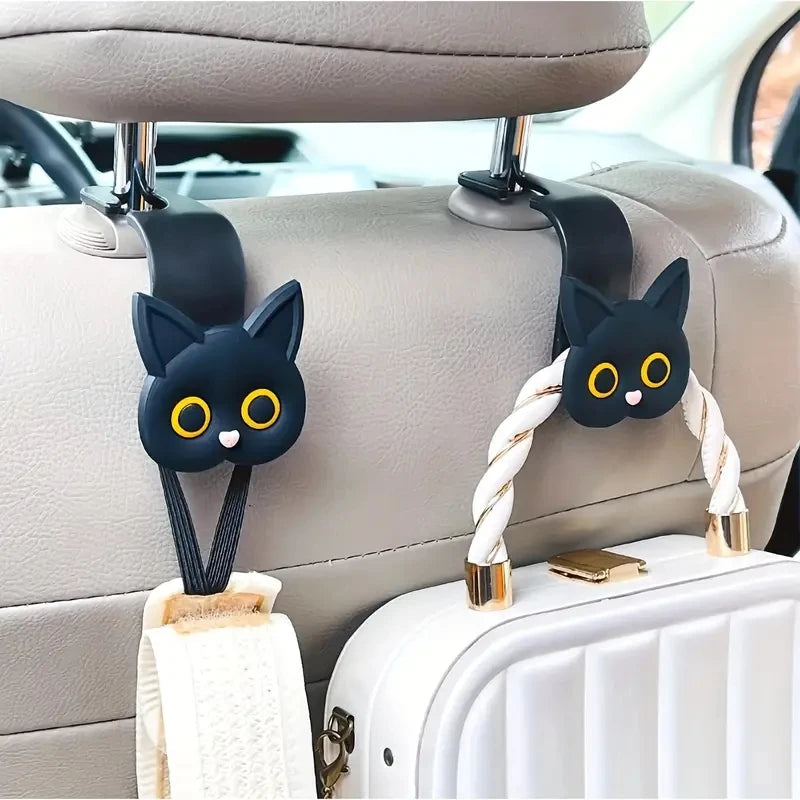 Cute Cat Car Seat Hooks – 2 Pack Headrest Organizer