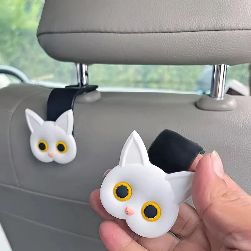 Cute Cat Car Seat Hooks – 2 Pack Headrest Organizer