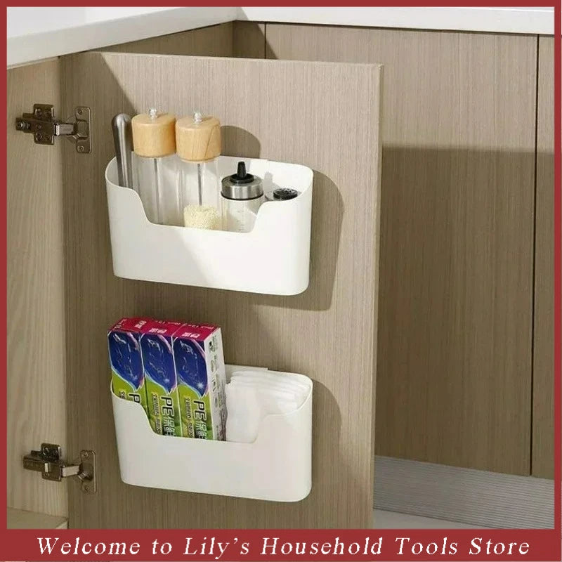 Wall Mounted Storage Organizer Basket | No-Drill Adhesive Shelf