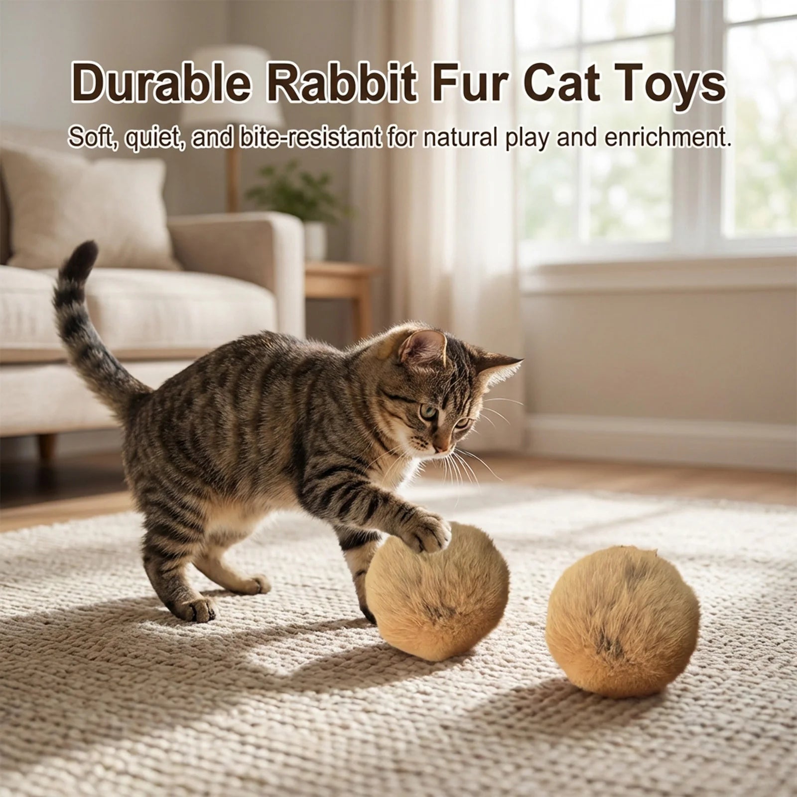 Interactive Catnip Fur Ball Cat Toy – Soft & Fun Play Toy