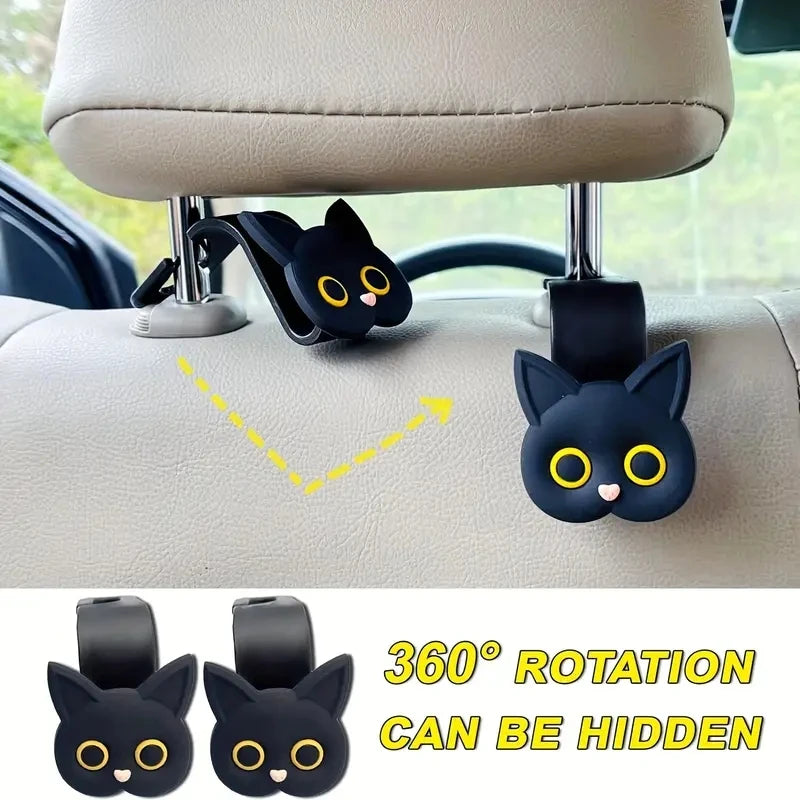 Cute Cat Car Seat Hooks – 2 Pack Headrest Organizer