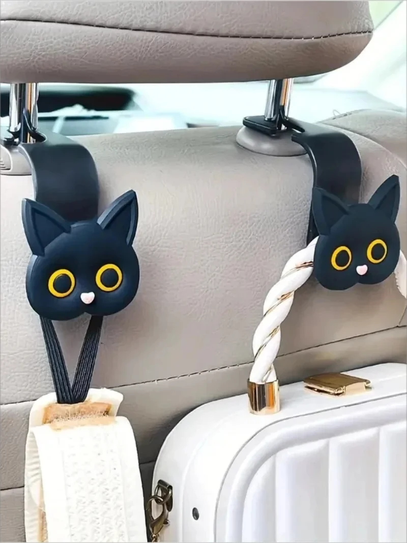 Cute Cat Car Seat Hooks – 2 Pack Headrest Organizer