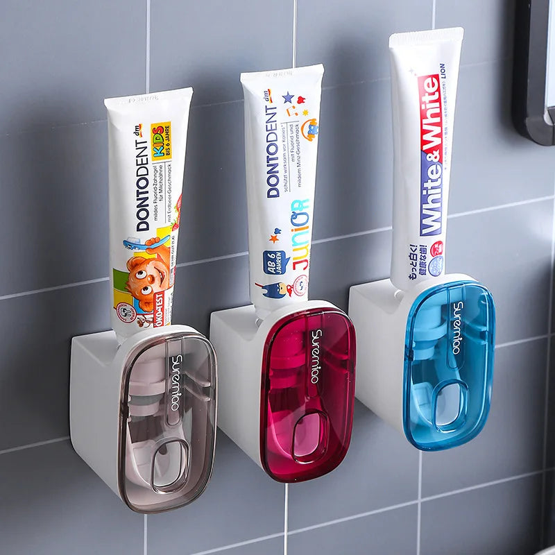 Wall Mounted Toothbrush Holder & Automatic Toothpaste Dispenser