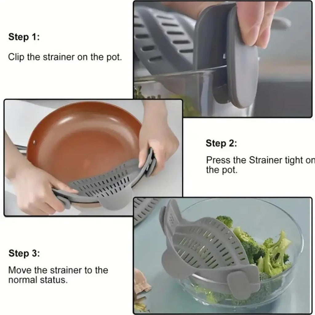 Clip-On Pot Strainer | Silicone Kitchen Colander